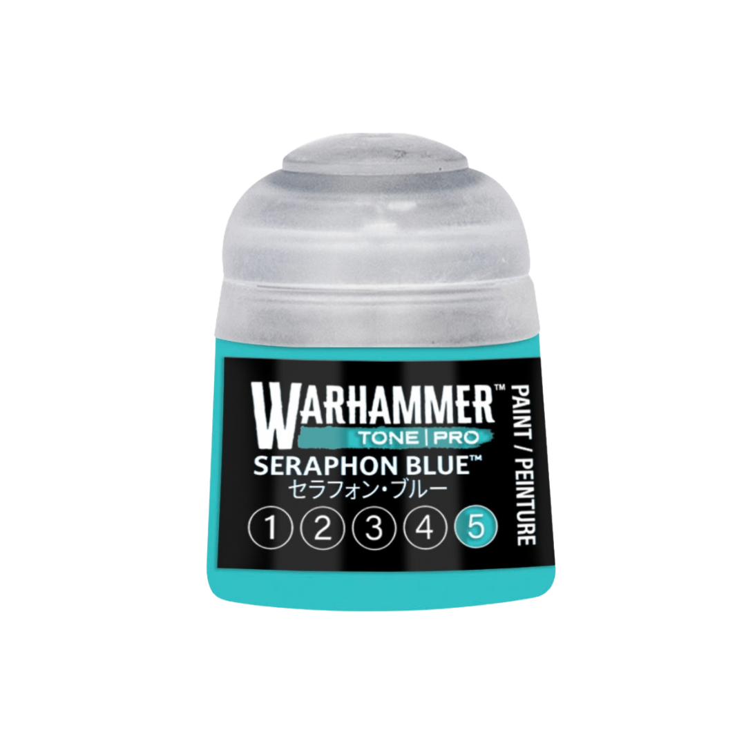 Warhammer Tone Pro Seraphon Blue 12 ml miniature paints in five coordinated tones from dark to light.