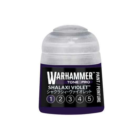 Warhammer Tone Pro Shalaxi Violet 12 ml miniature paints in five coordinated tones from dark to light.