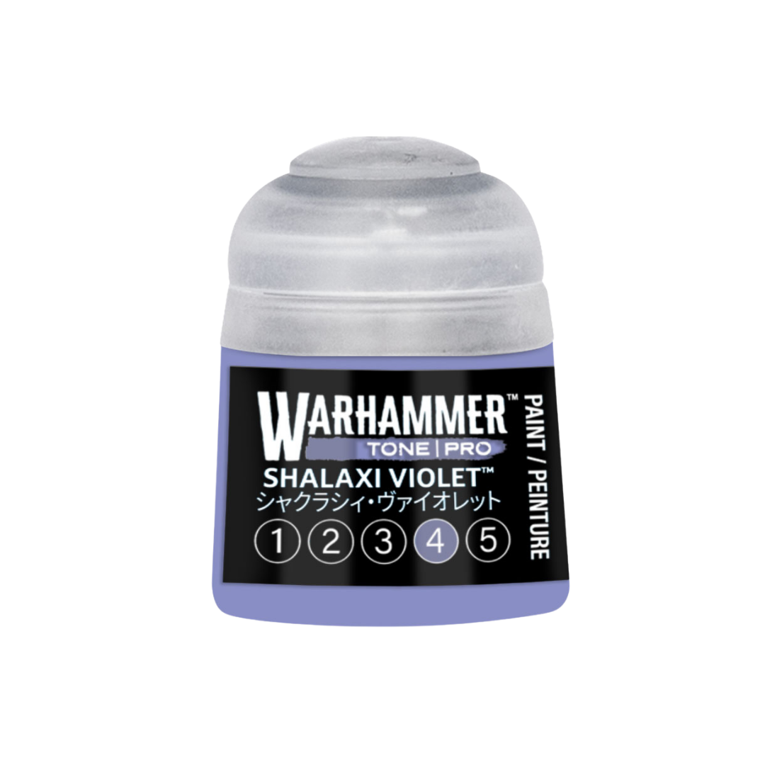 Warhammer Tone Pro Shalaxi Violet 12 ml miniature paints in five coordinated tones from dark to light.