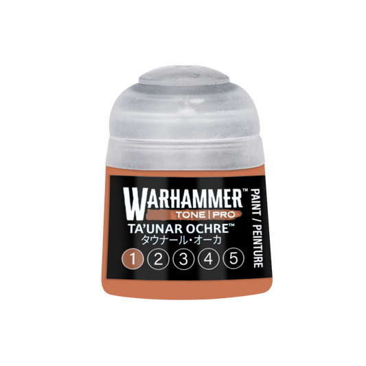 Warhammer Tone Pro Ta'unar Ochre 12 ml miniature paints in five coordinated tones from dark to light.