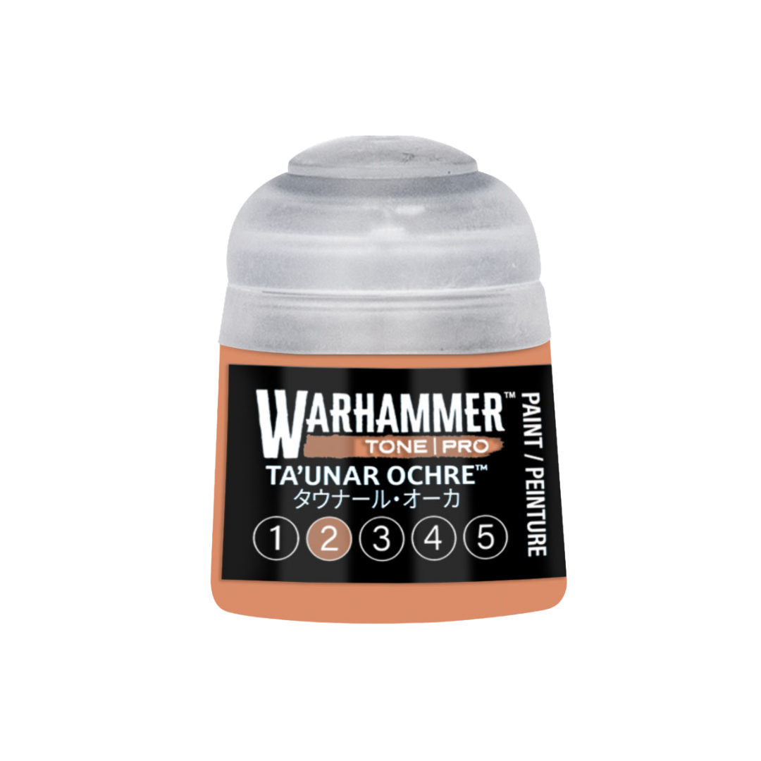 Warhammer Tone Pro Ta'unar Ochre 12 ml miniature paints in five coordinated tones from dark to light.
