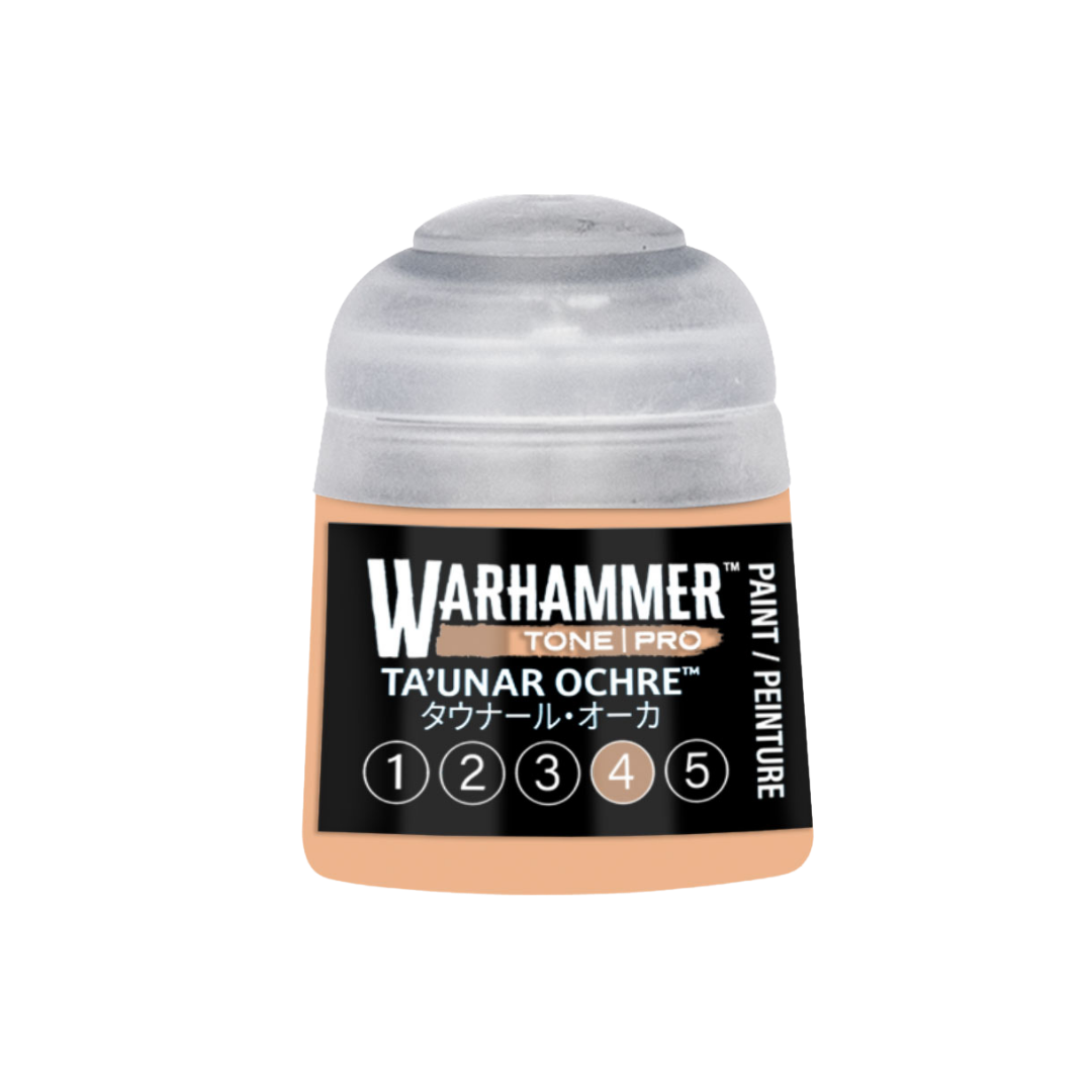 Warhammer Tone Pro Ta'unar Ochre 12 ml miniature paints in five coordinated tones from dark to light.