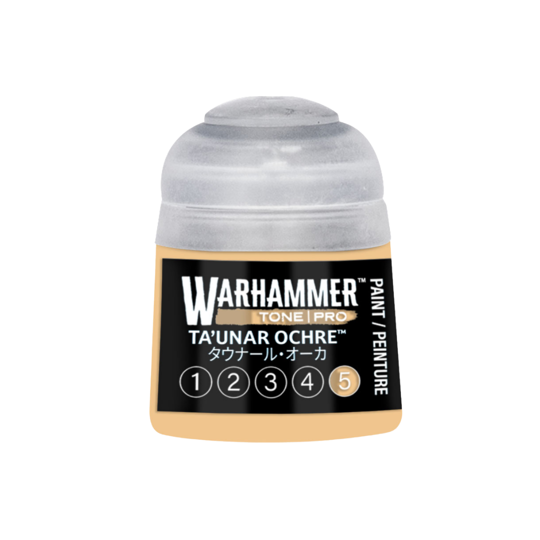 Warhammer Tone Pro Ta'unar Ochre 12 ml miniature paints in five coordinated tones from dark to light.