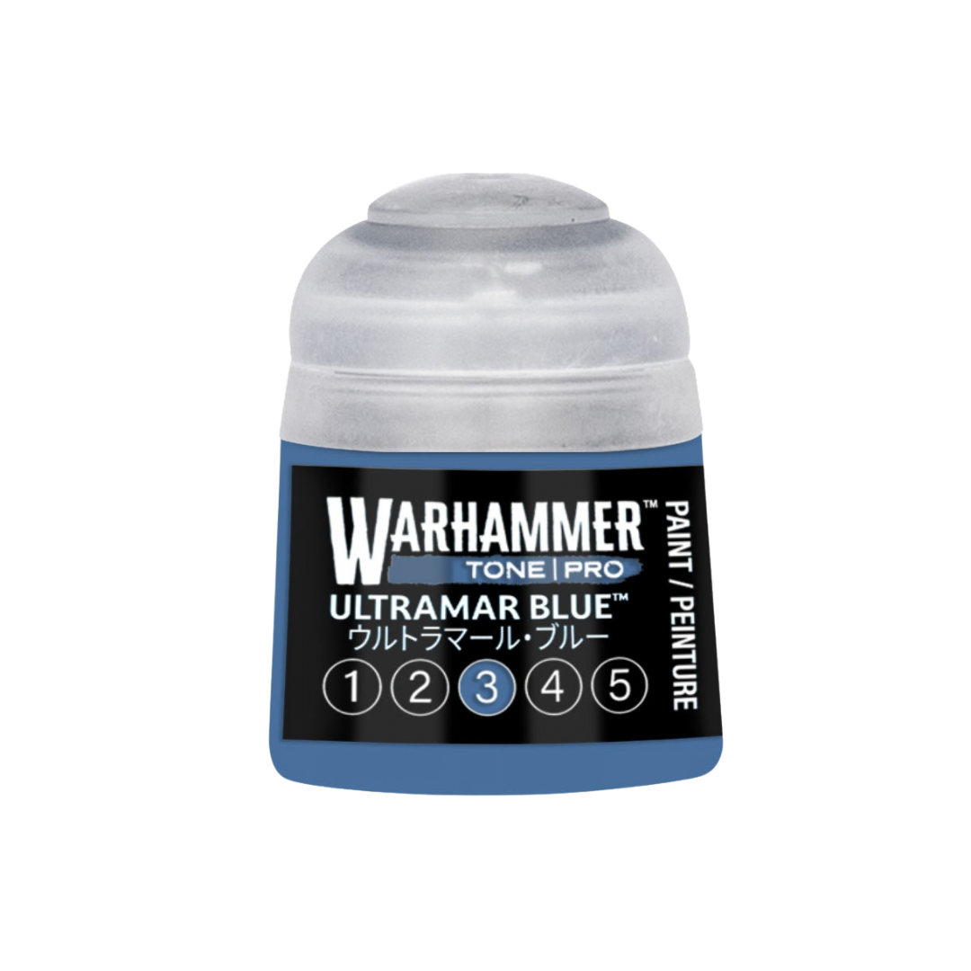 Warhammer Tone Pro Ultramar Blue 12 ml miniature paints in five coordinated tones from dark to light.