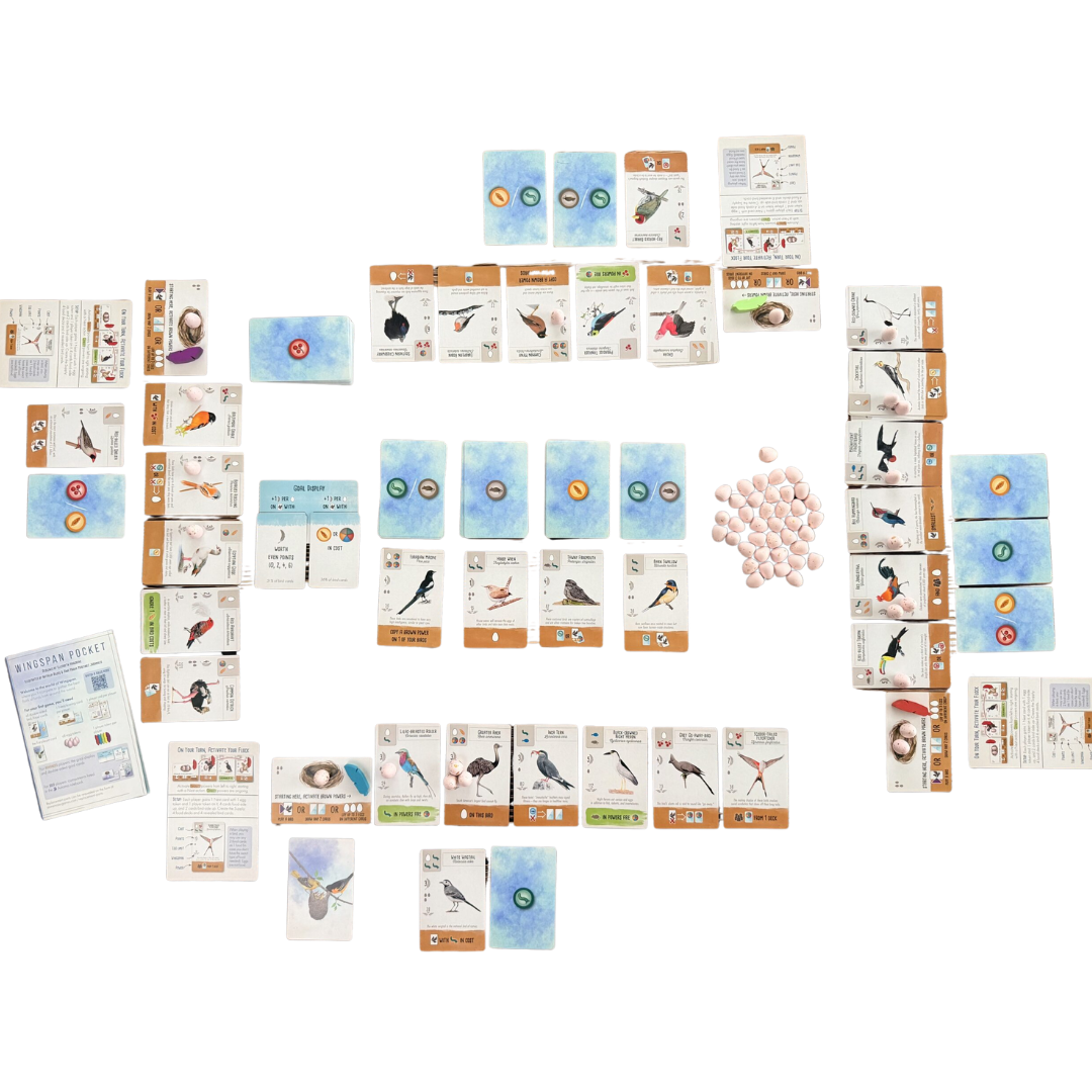 Wingspan Pocket standalone bird strategy card game components in play