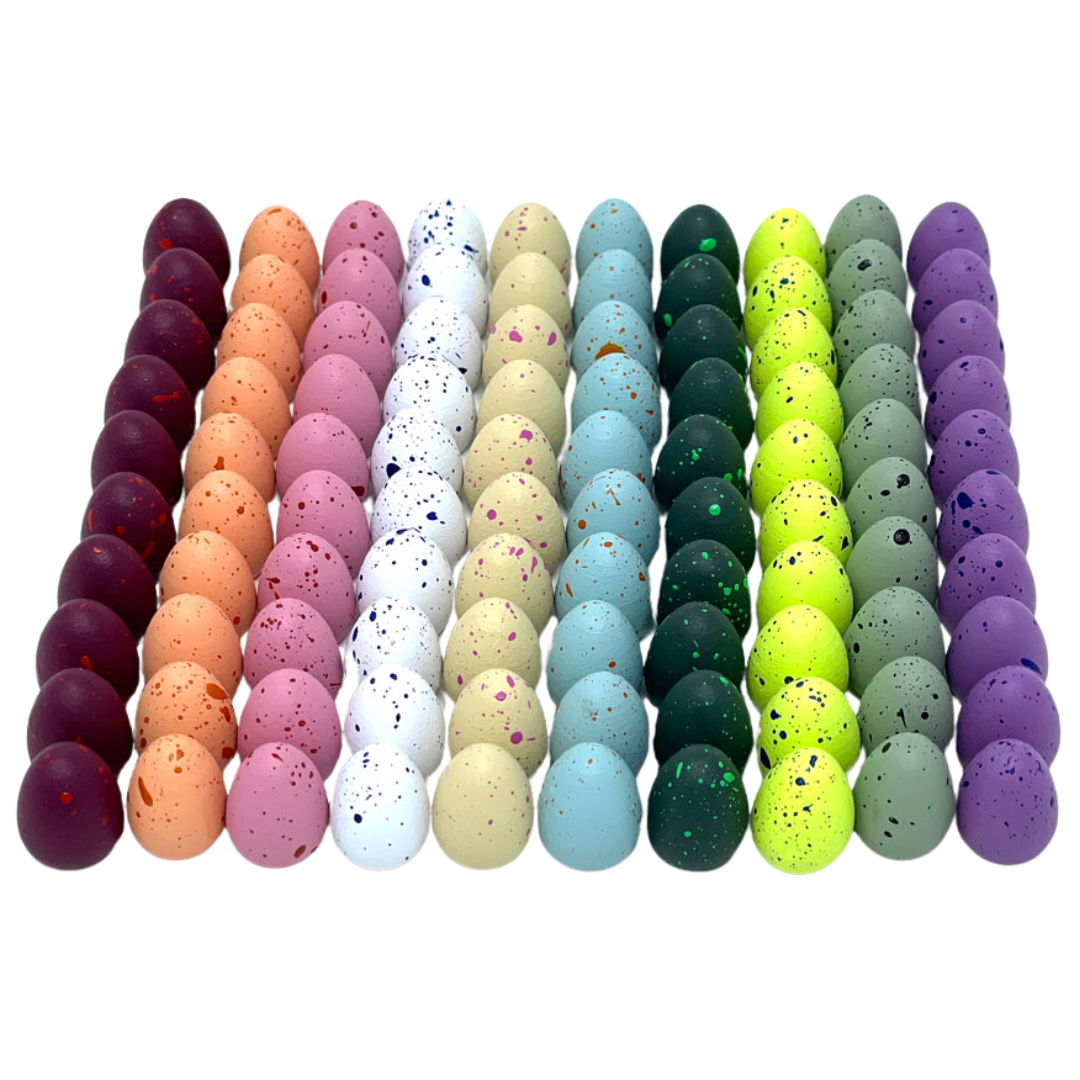 Wingspan speckled eggs set 100CT, colorful egg tokens for board game, vibrant speckled designs, perfect for bird collection and gameplay expansion