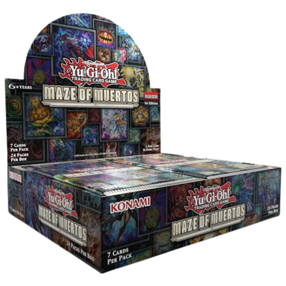 Yu‑Gi‑Oh! Maze of Muertos Booster Box featuring eerie Duelist Kingdom theme and undead monsters