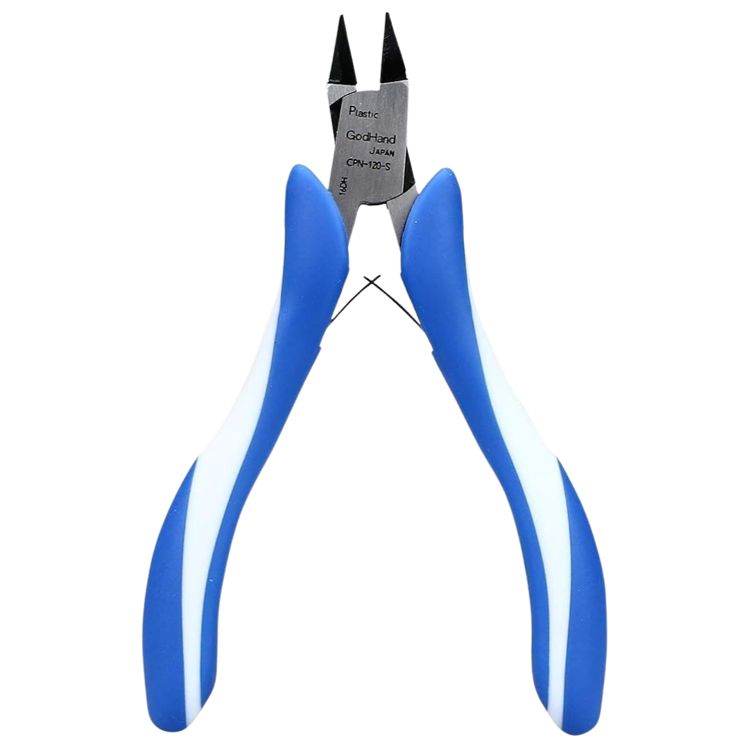 Godhand Craft Grip Series Tapered Plastic Nippers CPN-120-S, precision tool with slim blade design and ergonomic grip for intricate model building.