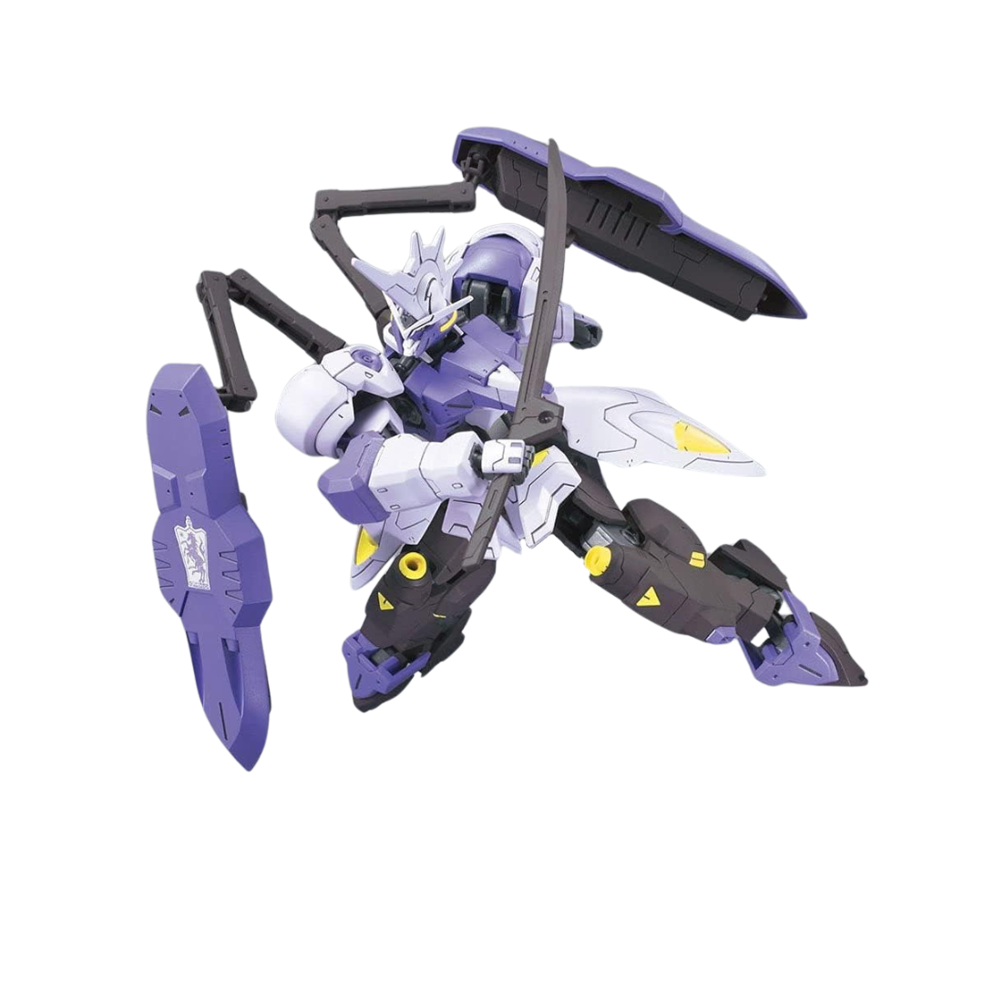 Bandai HG Gundam Kimaris Vidar model kit from Mobile Suit Gundam Iron-Blooded Orphans, featuring detailed parts, articulation, and signature weapons.