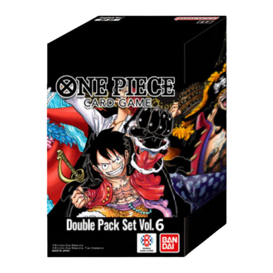 One Piece OP-09 Emperors in the New World Double Pack Volume 6 – This set includes two booster packs from the OP-09 Emperors in the New World series, each containing 12 cards, for a total of 24 cards. Also included is one exclusive promo card and a limited-edition Don!! card, making it a must-have for collectors and players looking to enhance their One Piece TCG decks with powerful and unique additions.