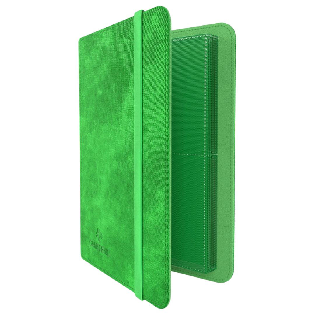 Gamegenic - Prime Album - 8 Pocket - Green - Partly open side view