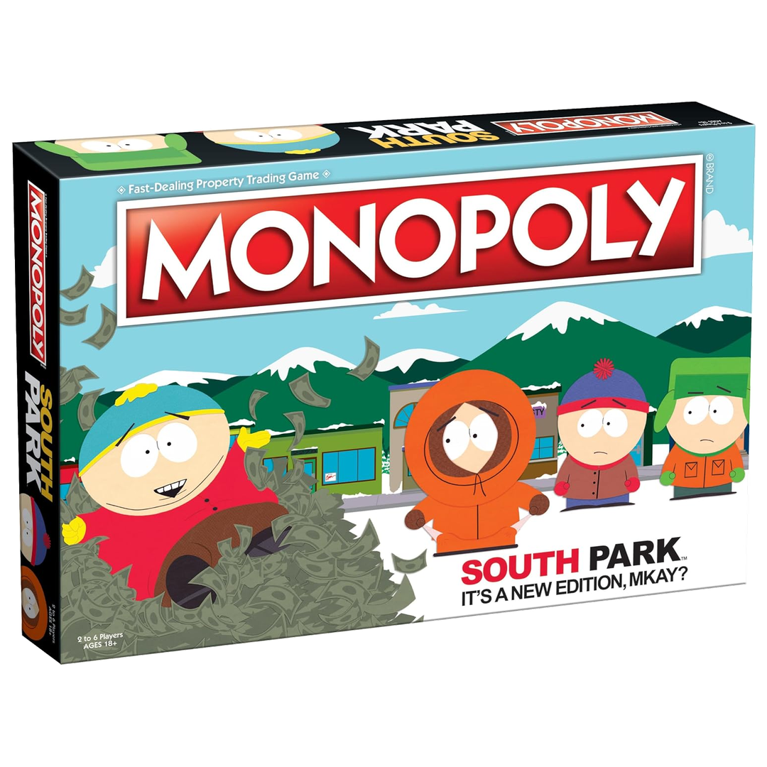 Monopoly: South Park box front with Cartman, Kenny, Stan and Kyle artwork, from The Op.