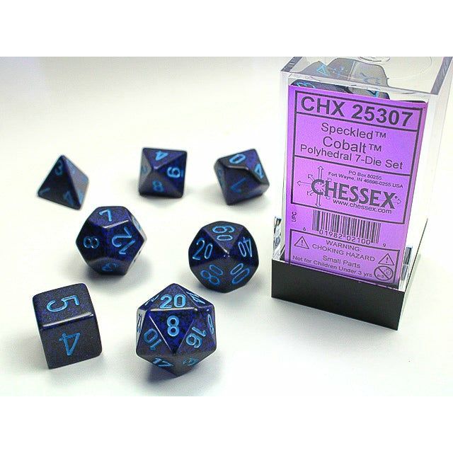 Chessex - 7PC - Speckled - Cobalt/Blue Numbers