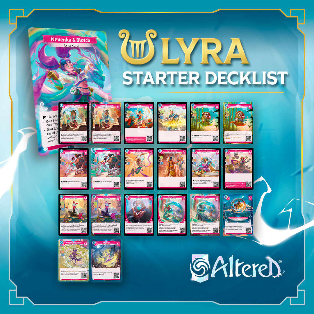 Altered Trading Card Game Lyra Nevenka and Blotch stater deck cards visual image