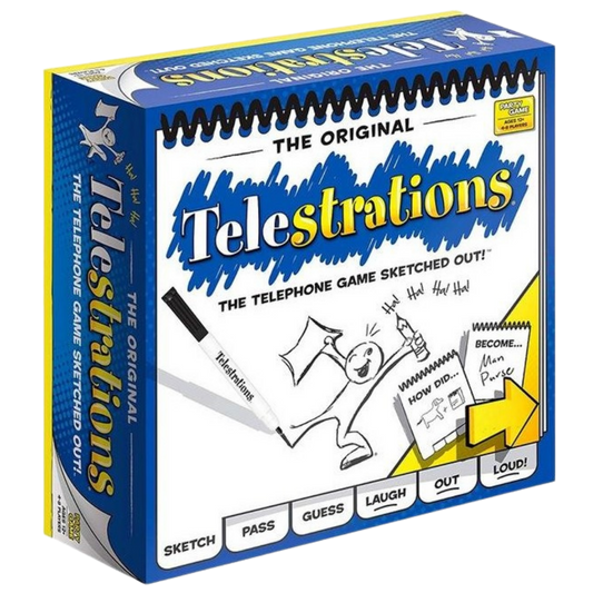 Telestrations Original 8-Player board game, featuring sketchbooks and markers for a fun drawing and guessing experience