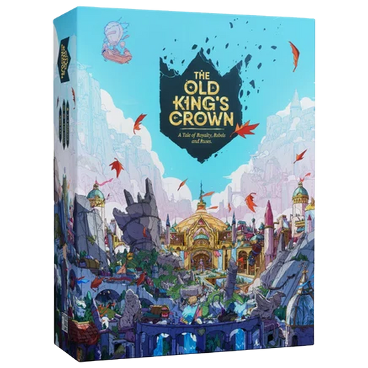 The Old King's Crown box front with illustrated kingdom artwork, a fantasy strategy game from Eerie Idol Games.