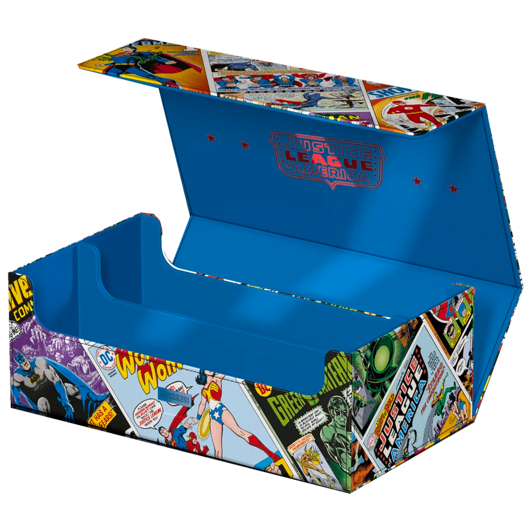 Ultimate Guard - Squaroes 1000+ Justice League - Collectors Case "Vintage Comics" — open interior