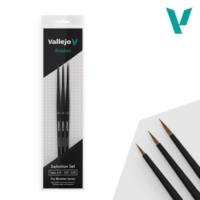 Vallejo - Natural Hair Brush - Definition Set (3)