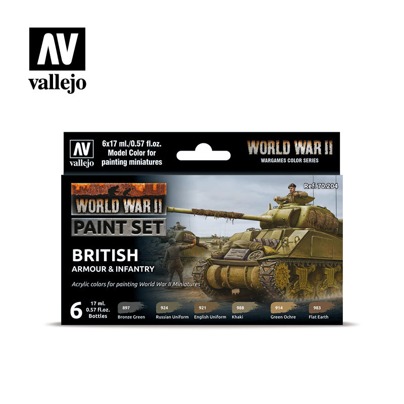 Vallejo - WWII Paint Set - Model Color Wargame British - Set of 6