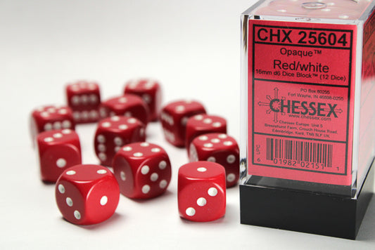 Chessex - 12D6 - Opaque - Red/White Pips