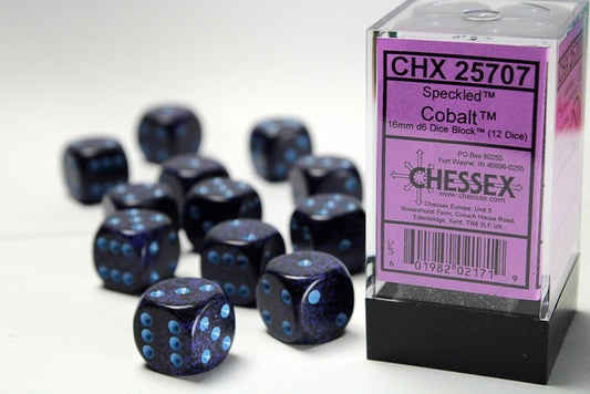 Chessex - 12D6 - Speckled - Cobalt/Blue Pips