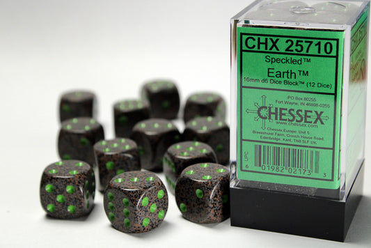 Chessex - 12D6 - Speckled - Earth/Green Pips