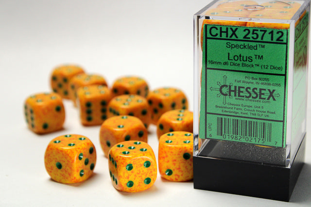 Chessex - 12D6 - Speckled - Lotus/Green Pips