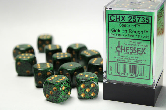 Chessex - 12D6 - Speckled - Golden Recon/Gold Pips