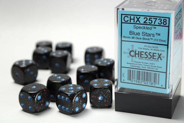 Chessex - 12D6 - Speckled - Blue Stars/Blue Pips