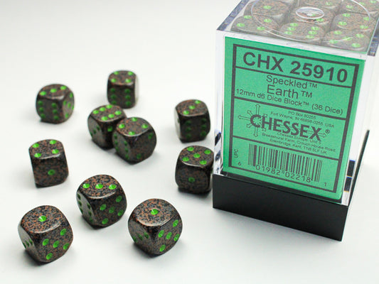 Chessex - 36D6 - Speckled - Earth/Green Pips