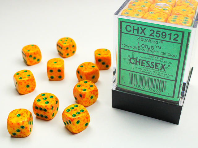 Chessex - 36D6 - Speckled - Lotus/Green Pips