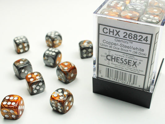 Chessex - 36D6 - Gemini - Copper-Steel/White Pips