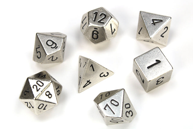 Chessex - 7PC - Metal - Silver/Black Numbers