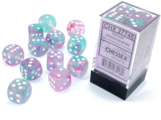 Chessex - 12D6 - Nebula - Wisteria/White Luminary Pips