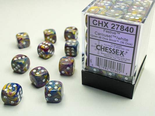 Chessex - 36D6 - Festive - Carousel/White Pips