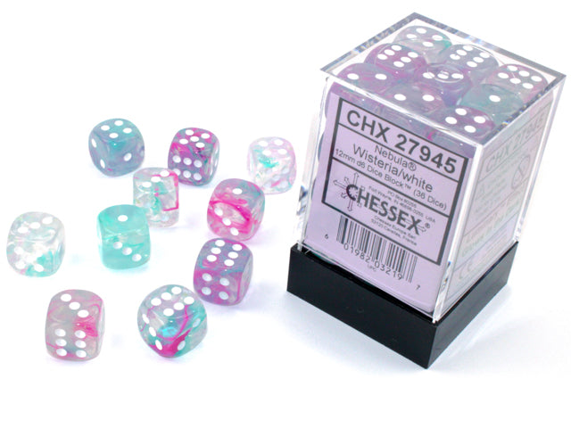 Chessex - 36D6 - Nebula - Wisteria/White Luminary Pips