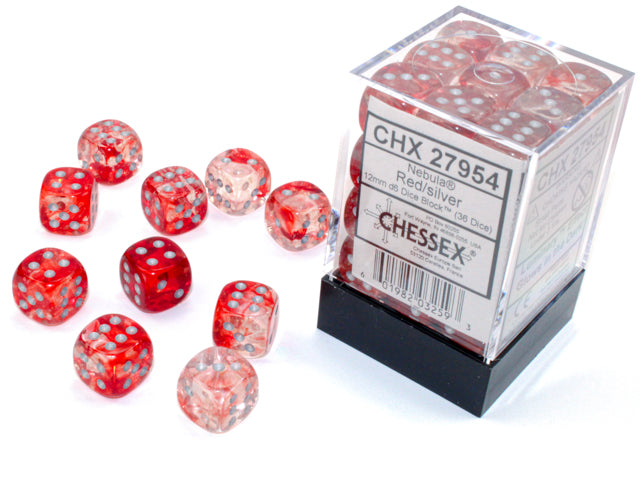 Chessex - 36D6 - Nebula - Red/Silver Luminary Pips