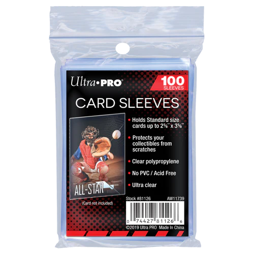Ultra Pro card sleeves 100 pack clear soft sleeves for standard 2.5 x 3.5 trading cards
