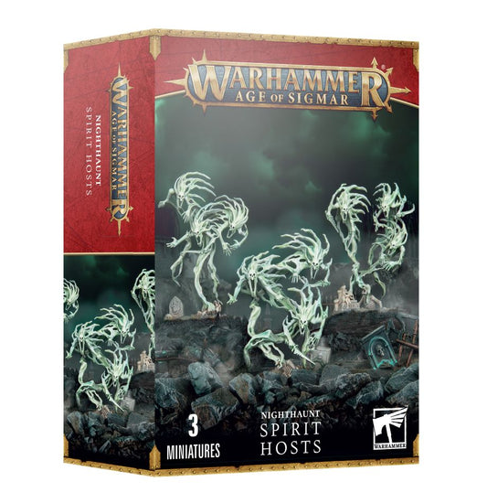 Warhammer Age of Sigmar Spirit Hosts multi-part plastic kit with three detailed ethereal miniatures and 50mm round bases for your army.