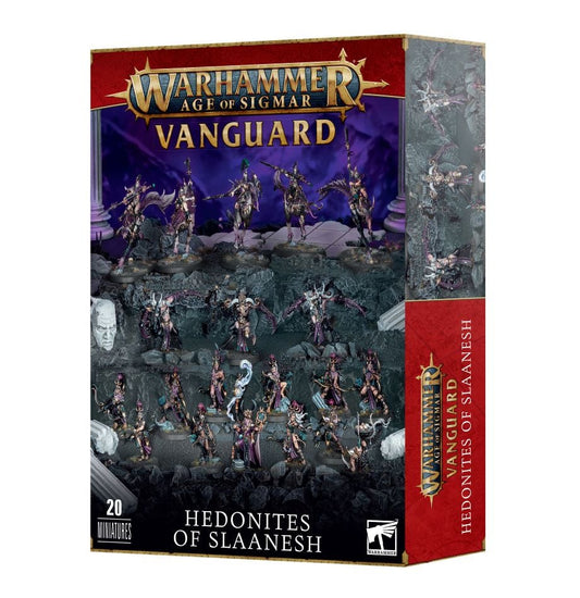 Warhammer Age of Sigmar Hedonites of Slaanesh set including Shardspeaker, Slaangor Fiendbloods, Slickblade Seekers, Blissbarb Archers, and Blissbrew Homunculus.